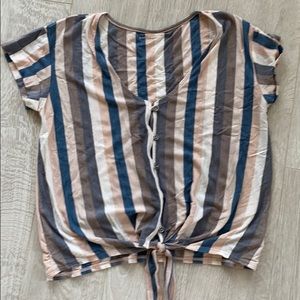 Striped V Neck Top